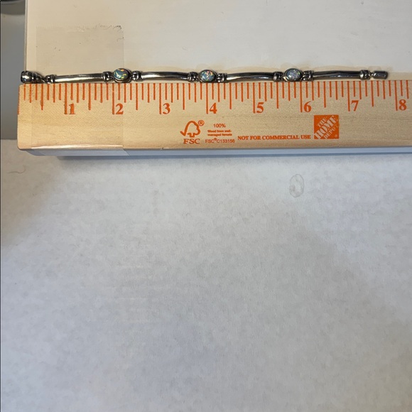 Silver Opal Accent Bangle Bracelet Hinged Opal Bracelet - Picture 5 of 5